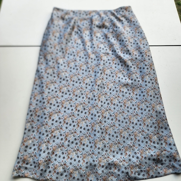 Ann Taylor Blue Brown Black Floral Print Pencil Straight Lined Skirt Pullover M - Picture 9 of 10